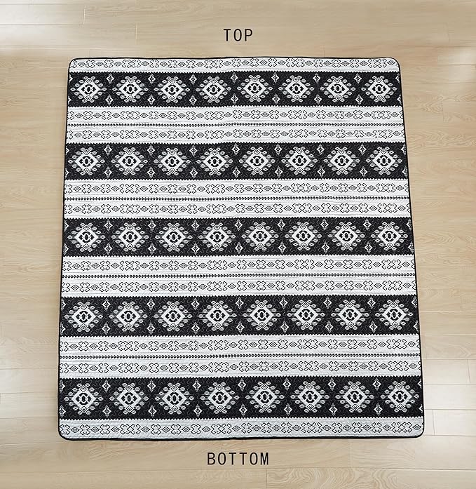 Chezmoi Collection Indie 3-Piece Southwestern Aztec Quilt Set - Black White Geometric Symbols Printed Microfiber Lightweight Quilted Bedspread Set, Full (90" x 95")